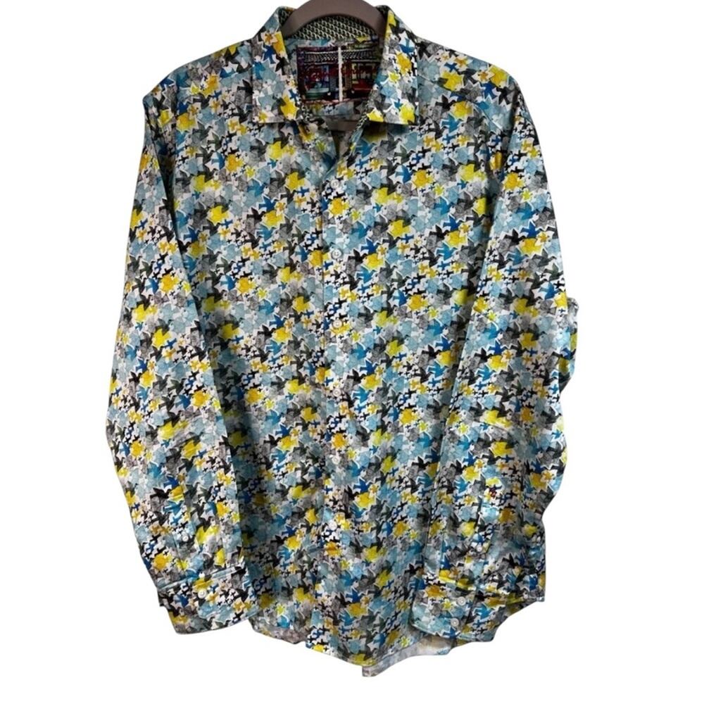 Robert Graham “Escher Fish & Birds” Art Print Shirt | Size Large | 100% Cotton